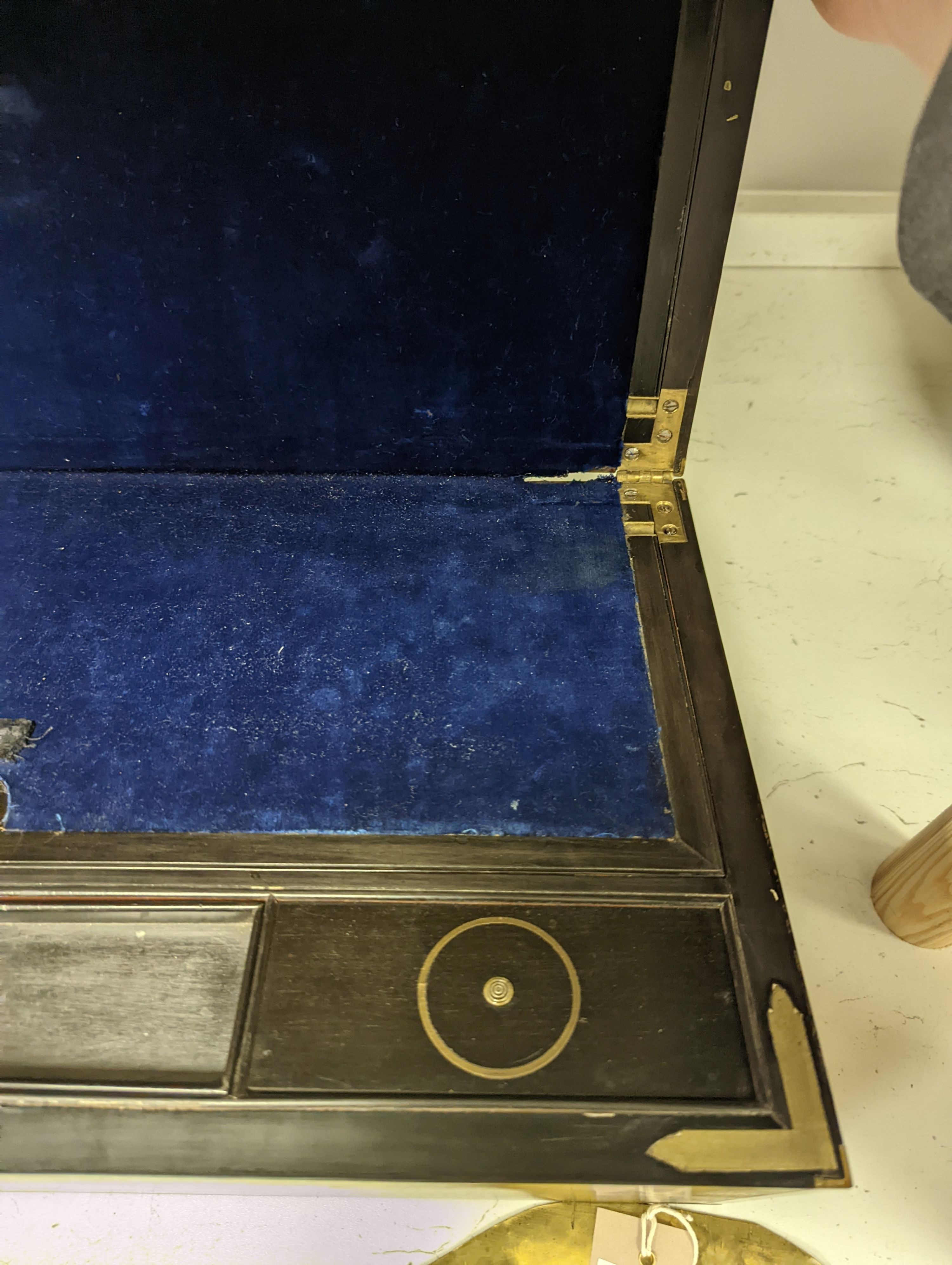 A 19th century mahogany and brass mounted writing slope, 51cm